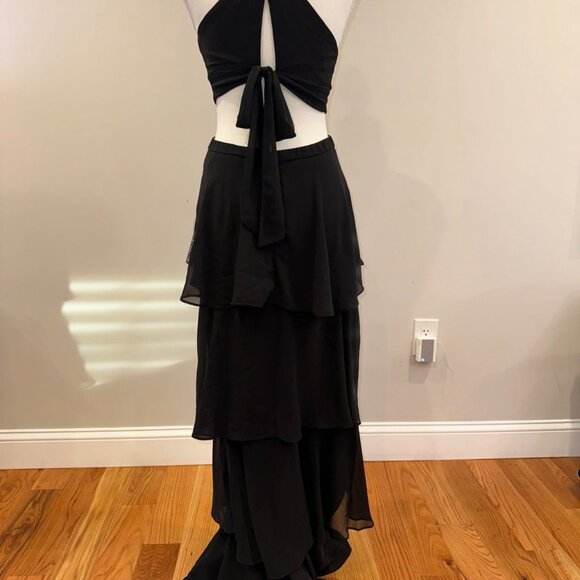 Lulus Tier And Now Black Tie-back Tiered Maxi Dress - Size M - Picture 7 of 13